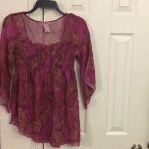 Miss 16 Sheer Boho hippie Asymmetrical top